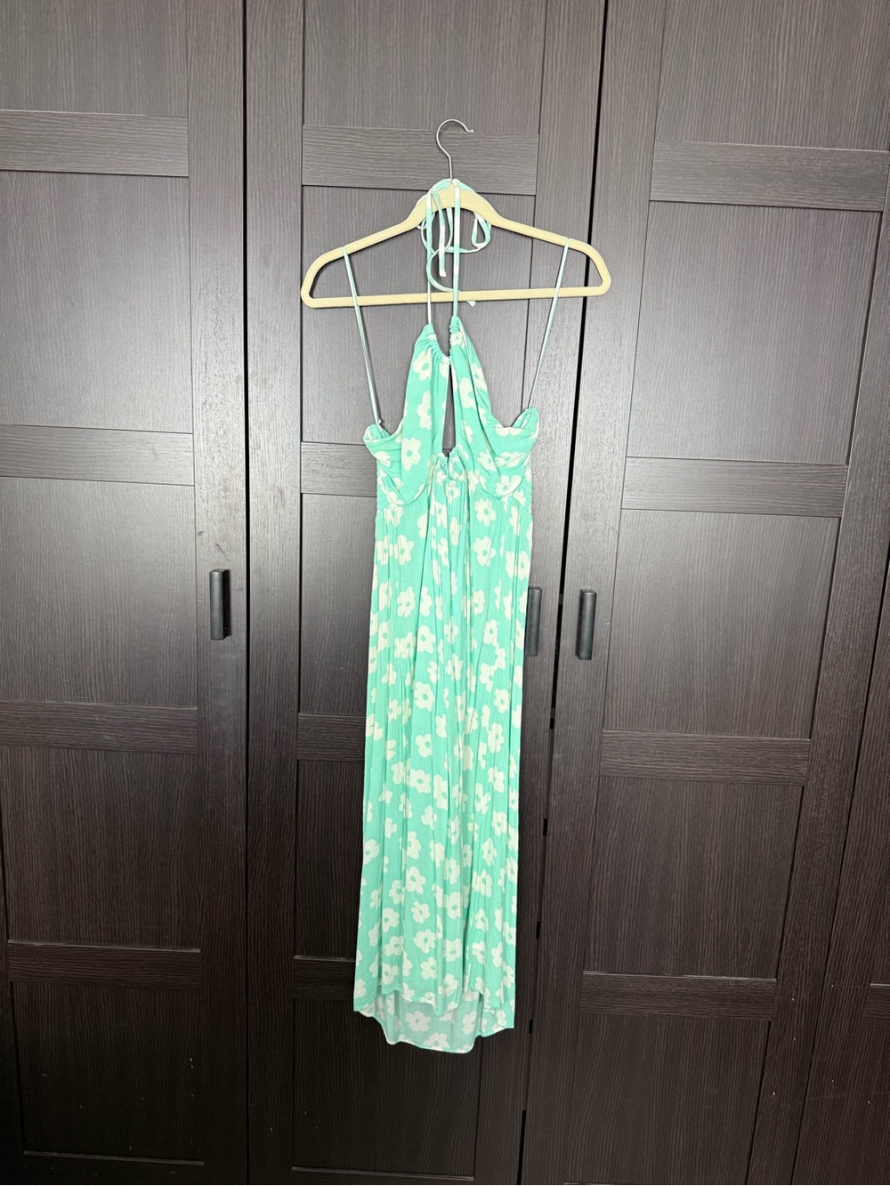 O'Neill Mint Green Floral Halter Midi Dress